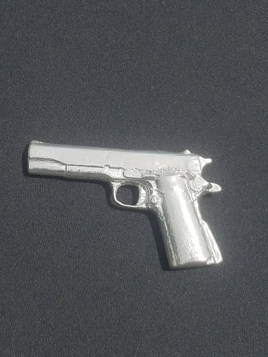1911 Colt Gun Miniature 999 Fine Silver Hand Poured Bullion 1776 Mint