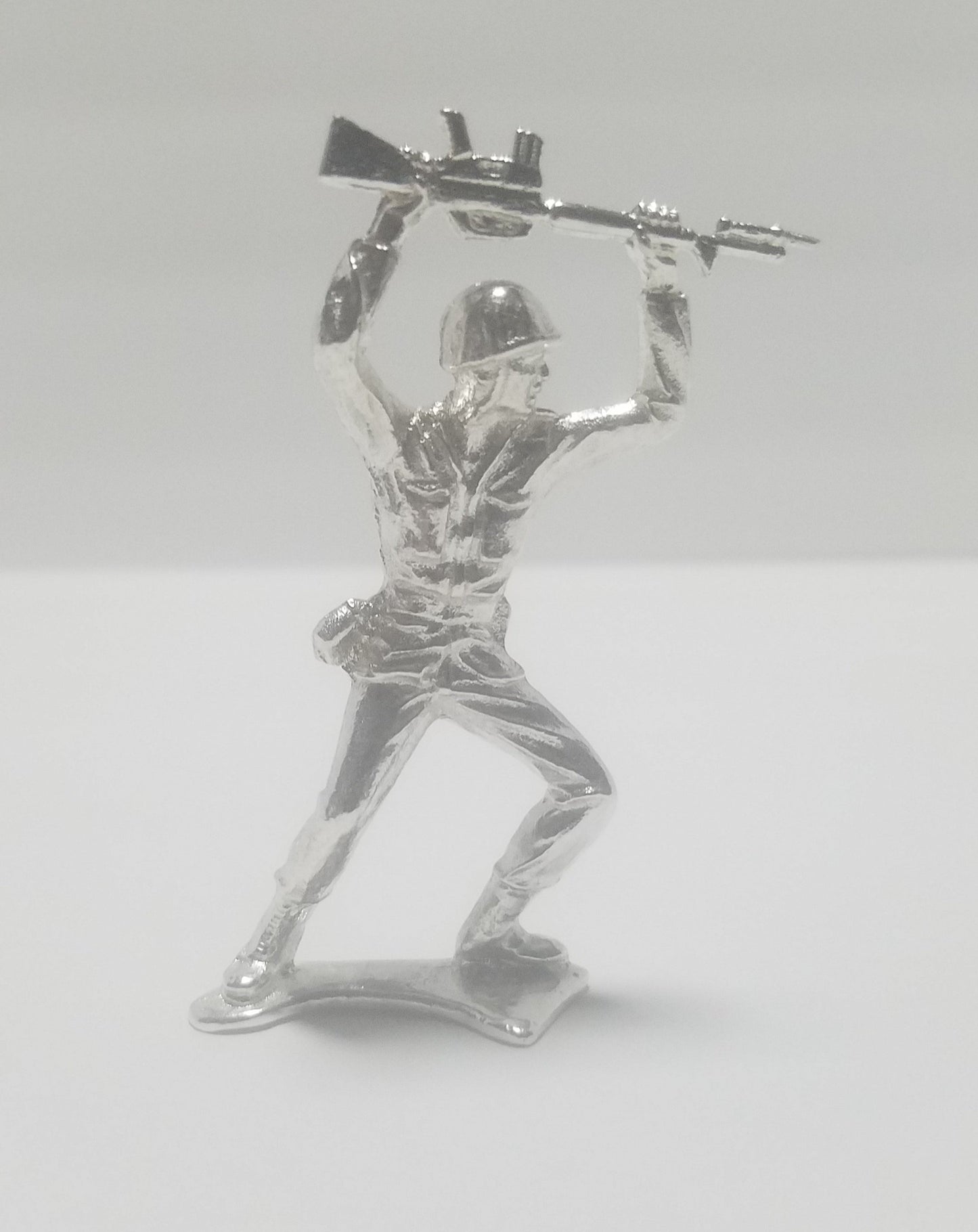 Classic Army Man Charging Soldier 999 Silver Hand Poured Bullion