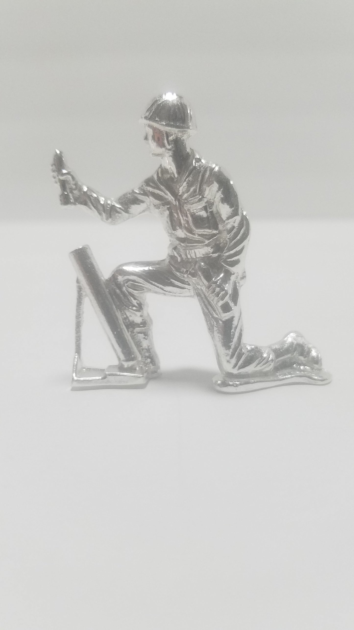 Classic Army Man Mortar Silver Toy Soldier .999 Fine Silver