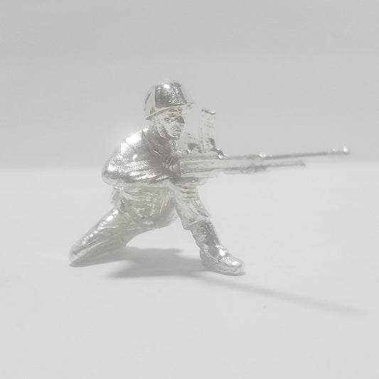 Kneeling Machine Gunner Army Man Soldier 1.25 oz Hand Poured 999 Silver Bullion