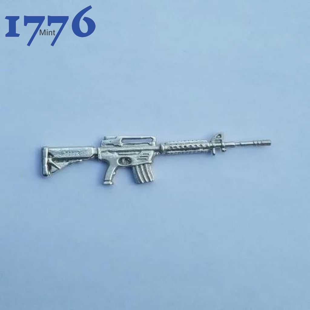 3.5 Long Solid .999 Fine 25G Silver M-16 Ar-15 Tactical Assault Rifle Hand Poured