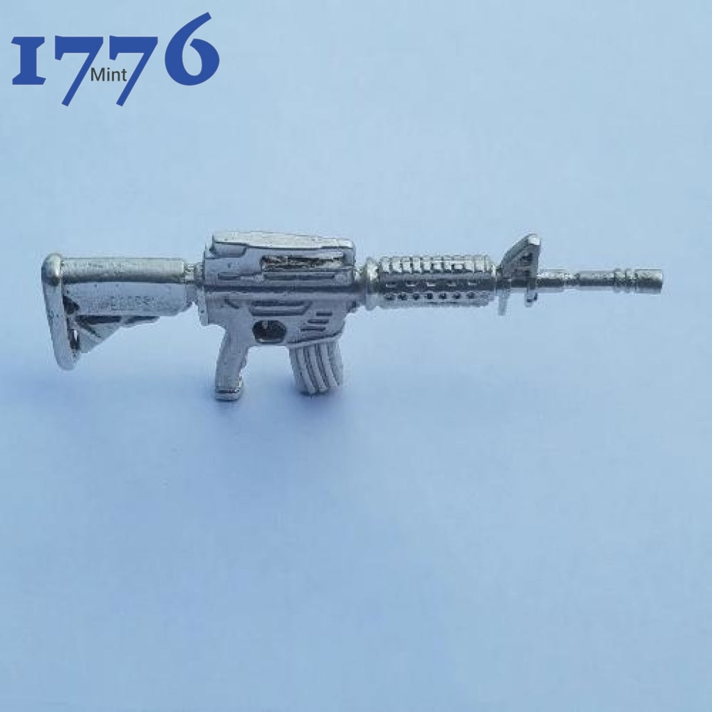 3.5 Long Solid .999 Fine 25G Silver M-16 Ar-15 Tactical Assault Rifle Hand Poured