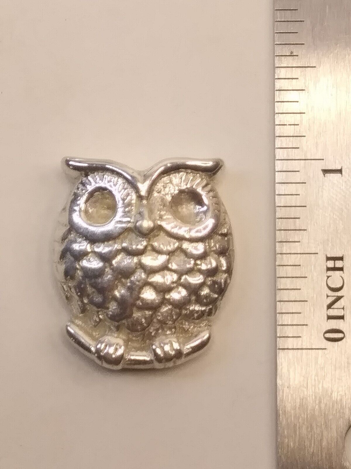 Owl Hand Poured Cast 999 Fine Silver