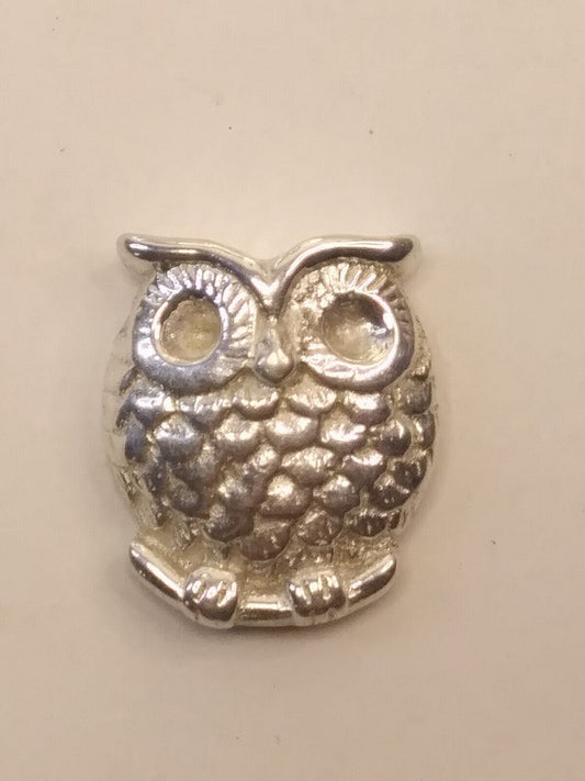 Owl Hand Poured Cast 999 Fine Silver